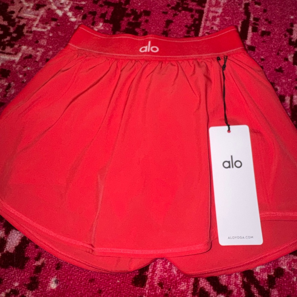 ALO Yoga Vibrant Red match point tennis skirt